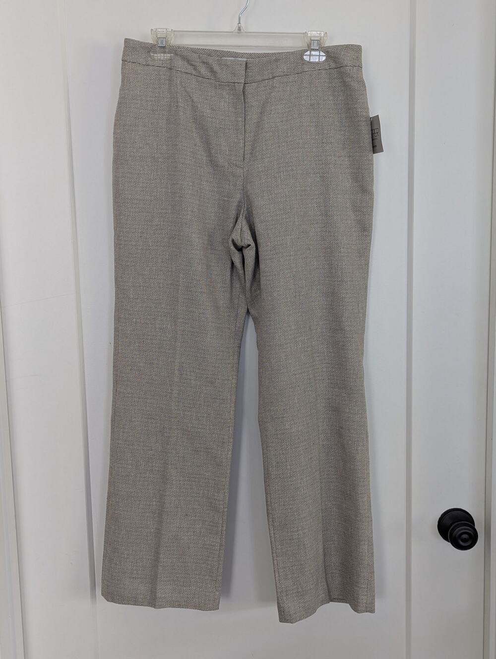 NWT Kasper Kate Classic Fit Pants Womens 8P Beige Micro Pattern Straight Leg